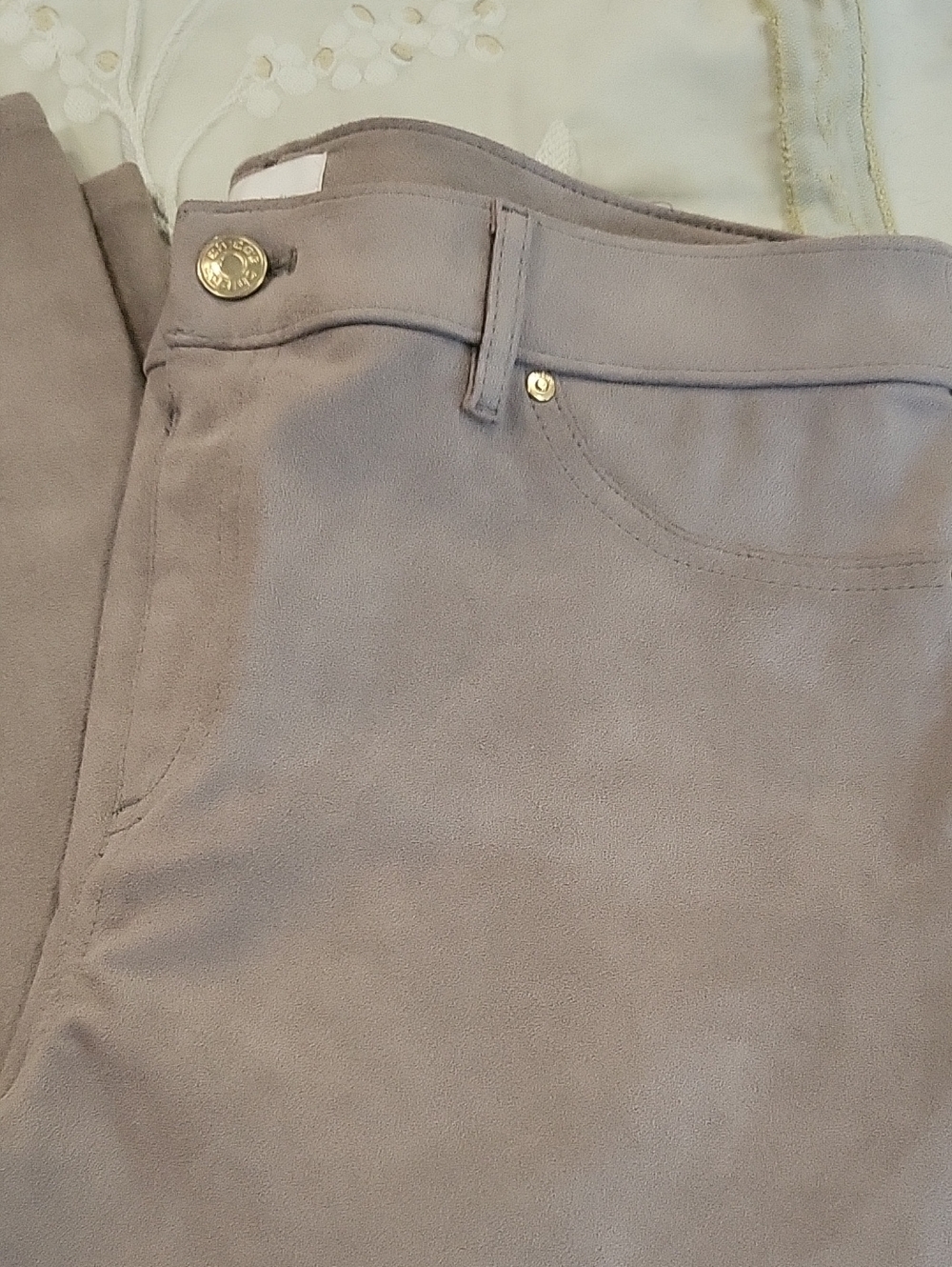 Chico's Soft Suede Knit Five-Pocket Skinny Pants Taupe . Size .05